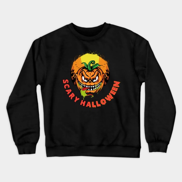 Scary Halloween pumpkin face, scary Halloween, scary pumpkin, Crewneck Sweatshirt by BeNumber1